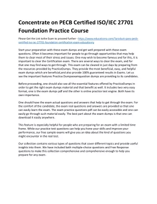 Concentrate on PECB Certified ISO/IEC 27701 Foundation Practice Course