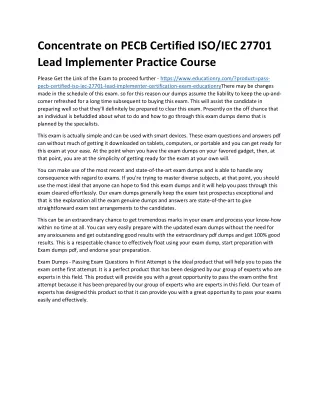 Concentrate on PECB Certified ISO/IEC 27701 Lead Implementer Practice Course