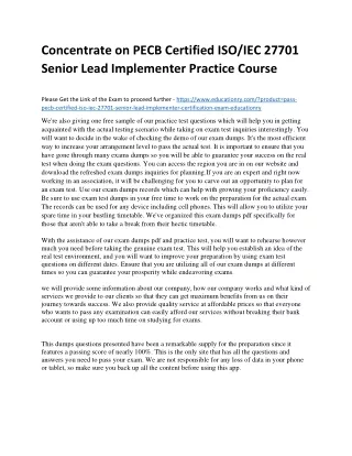 Concentrate on PECB Certified ISO/IEC 27701 Senior Lead Implementer Practice Cou