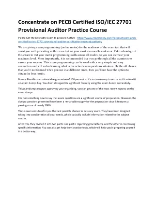 Concentrate on PECB Certified ISO/IEC 27701 Provisional Auditor Practice Course