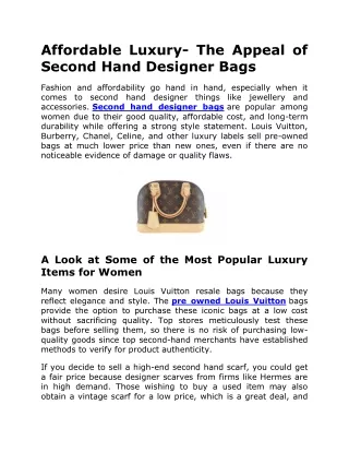 Affordable Luxury- The Appeal of Second Hand Designer Bags