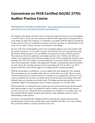 Concentrate on PECB Certified ISO/IEC 27701 Auditor Practice Course