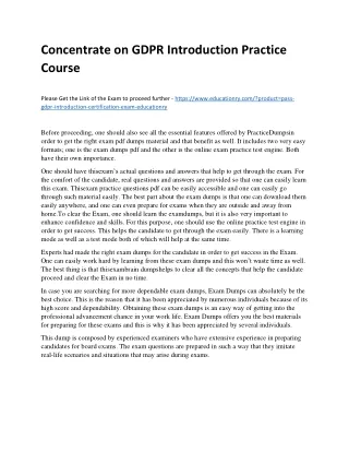 Concentrate on GDPR Introduction Practice Course