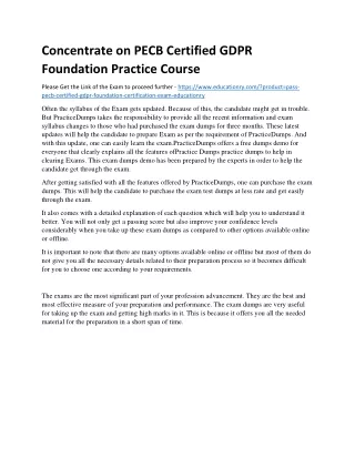 Concentrate on PECB Certified GDPR Foundation Practice Course