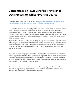 Concentrate on PECB Certified Provisional Data Protection Officer Practice Cours