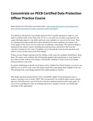 Concentrate on PECB Certified Data Protection Officer Practice Course