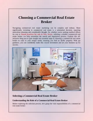 Choosing a Commercial Real Estate Broker