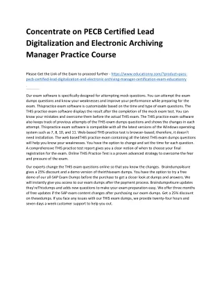 Concentrate on PECB Certified Lead Digitalization and Electronic Archiving Manag