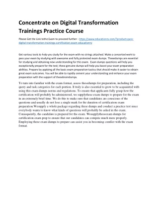 Concentrate on Digital Transformation Trainings Practice Course