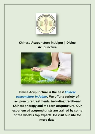 Chinese Acupuncture in Jaipur | Divine Acupuncture