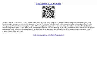 prejudice essay examples