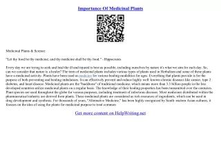 essay on medicinal plants