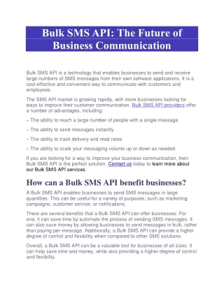 Bulk SMS API, The Future of Business Communication