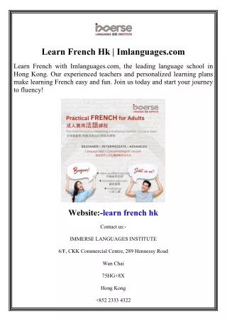 Learn French Hk  Imlanguages.com