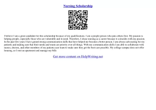 nursing scholarship essays