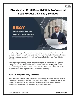 Elevate Your Profit Potential With Professional Ebay Product Data Entry Services