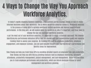 4 Ways to Change the Way You Approach Workforce Analytics.