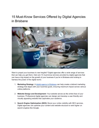 15 Must-Know Services Offered by Digital Agencies in Brisbane