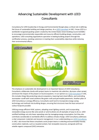 Advancing Sustainable Development with LEED Consultants