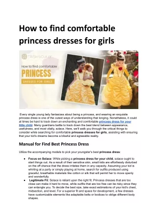 How to find comfortable princess dresses for girls.docx