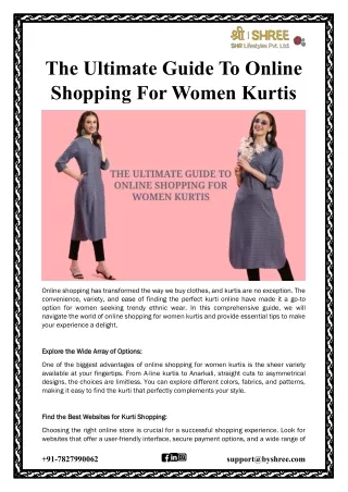 The Ultimate Guide To Online Shopping For Women Kurtis