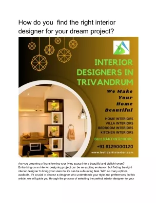 How do you  find the right interior designer for your dream project