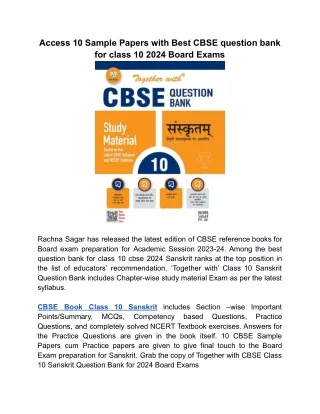 Buy Now CBSE Question Bank for Class 10 Sanskrit for 2024 Board exams