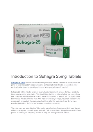 Suhagra 25mg Tablets