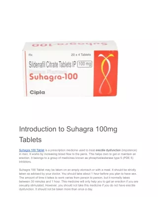 Suhagra 100mg Tablets