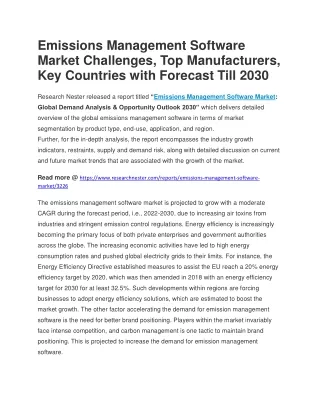 Emissions Management Software Market Challenges