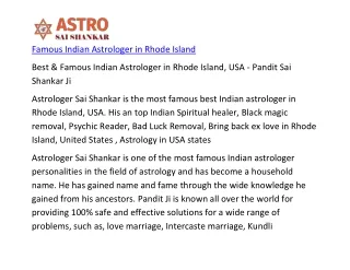 Famous Indian Astrologer in Rhode Island