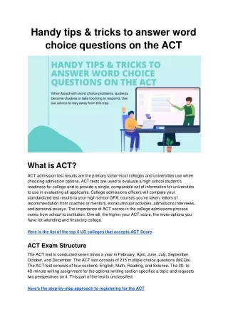 Handy tips & tricks to answer word choice questions on the ACT