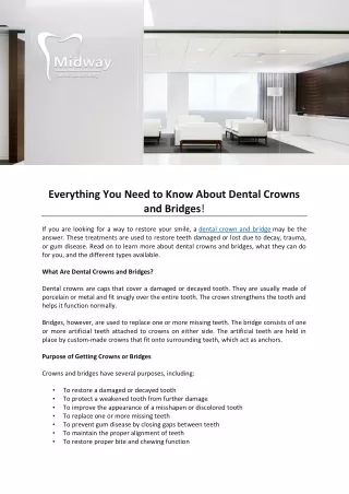Everything You Need to Know About Dental Crowns and Bridges!