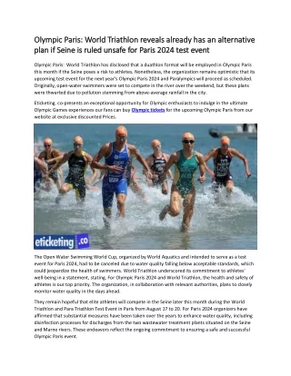 Olympic Paris  World Triathlon reveals already has an alternative plan if Seine is ruled unsafe for Paris 2024 test even