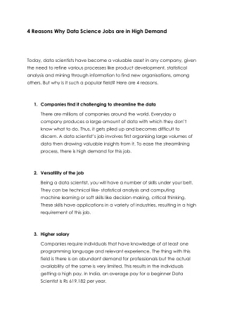 4 Reasons Why Data Science Jobs are in High Demand