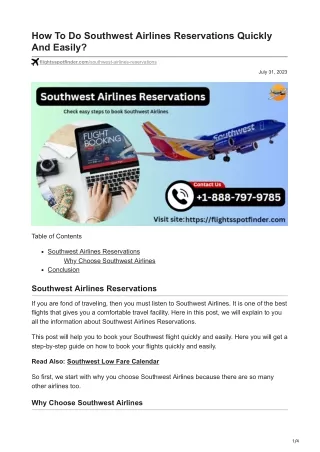 How To Do Southwest Airlines Reservations Quickly And Easily