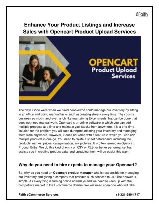 Enhance Your Product Listings and Increase Sales with Opencart Product Upload Services