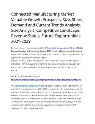 Connected Manufacturing Market Competitive Landscape 2029