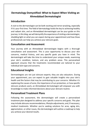 Dermatology Demystified What to Expect When Visiting an Ahmedabad Dermatologist