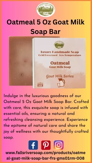 Oatmeal 5 Oz Goat Milk Soap Bar