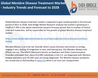 Global Menière Disease Treatment Market - Industry Trends and Forecast to 2028