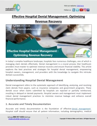 Effective Hospital Denial Management: Optimizing Revenue Recovery