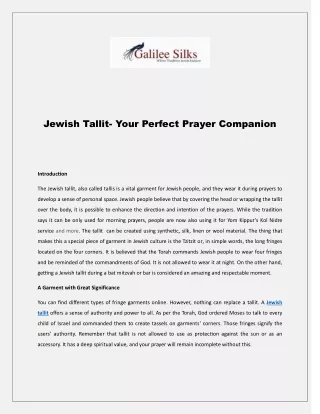 Jewish Tallit- Your Perfect Prayer Companion