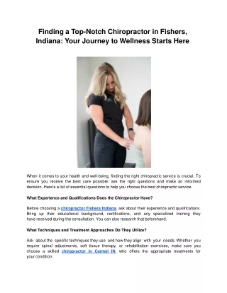 Finding a Top-Notch Chiropractor in Fishers, Indiana_ Your Journey to Wellness Starts Here