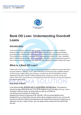 Bank OD Loan_ Understanding Overdraft Loans