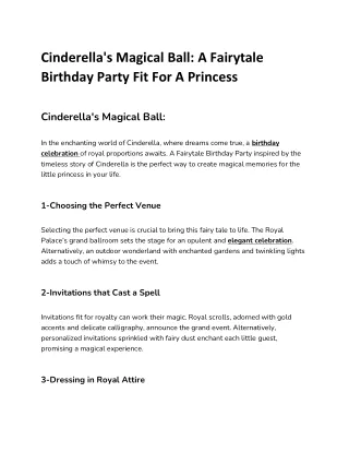 Cinderella's Magical Ball A Fairytale Birthday Party Fit For