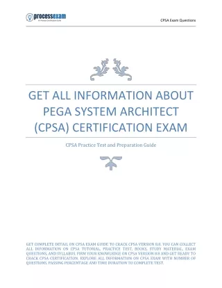 Get all Information about Pega System Architect (CPSA) Certification Exam