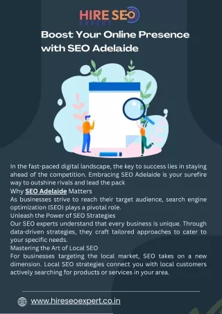 Boost Your Online Presence With SEO Adelaide