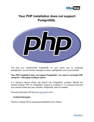 Your PHP installation does not support PostgreSQL.