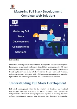 Mastering Full Stack Development